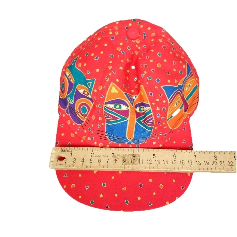 Laurel Burch‎ Vintage Cat Print Baseball Cap Red Multicolor Adjustable Hat - Picture 8 of 9